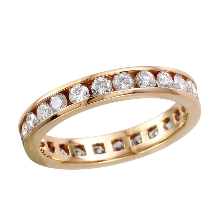 Stunning Classic 1.25ctw Brilliant Diamond 14KT Yellow Gold Channel Eternity Wedding Band - #1682