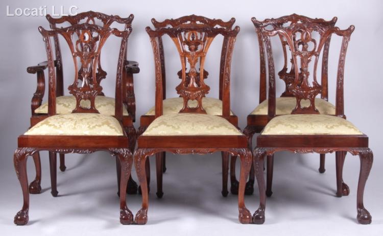 A Set of Six Chippendale Style Mahogany Dining Chairs