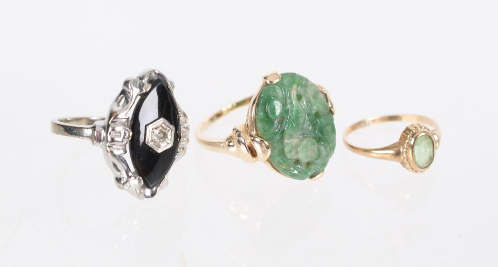 Three Gold and Gemstone Rings