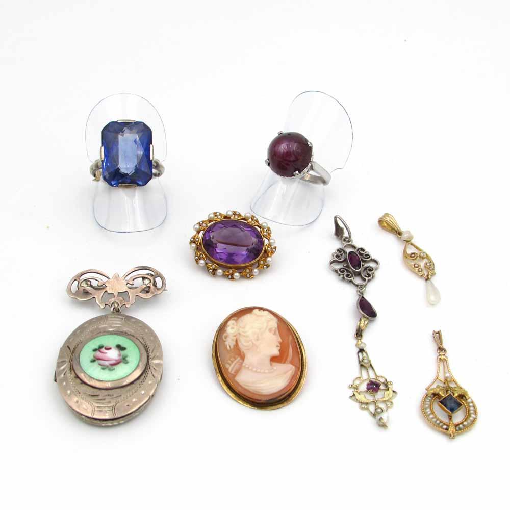 Antique 14K, 10K, & Silver Jewelry Lot