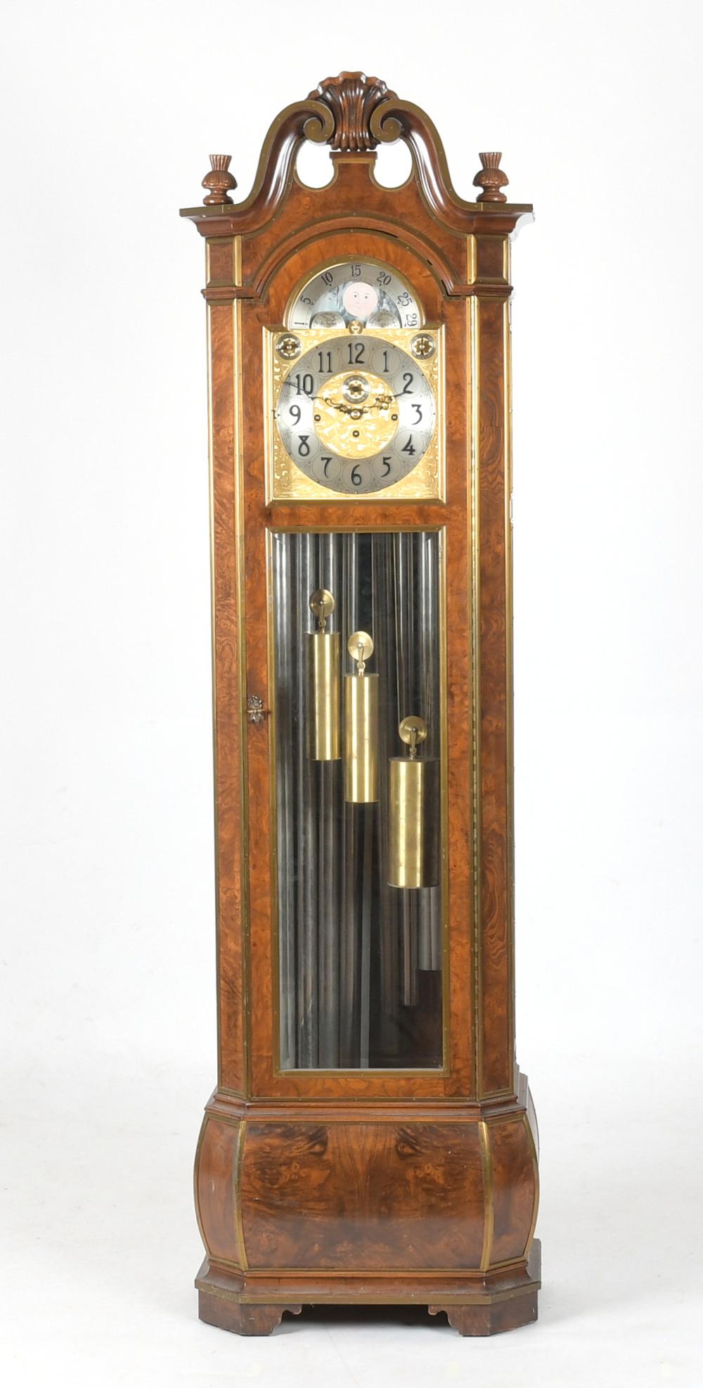 Herschede Burl Walnut Tall Case Clock, Model 250