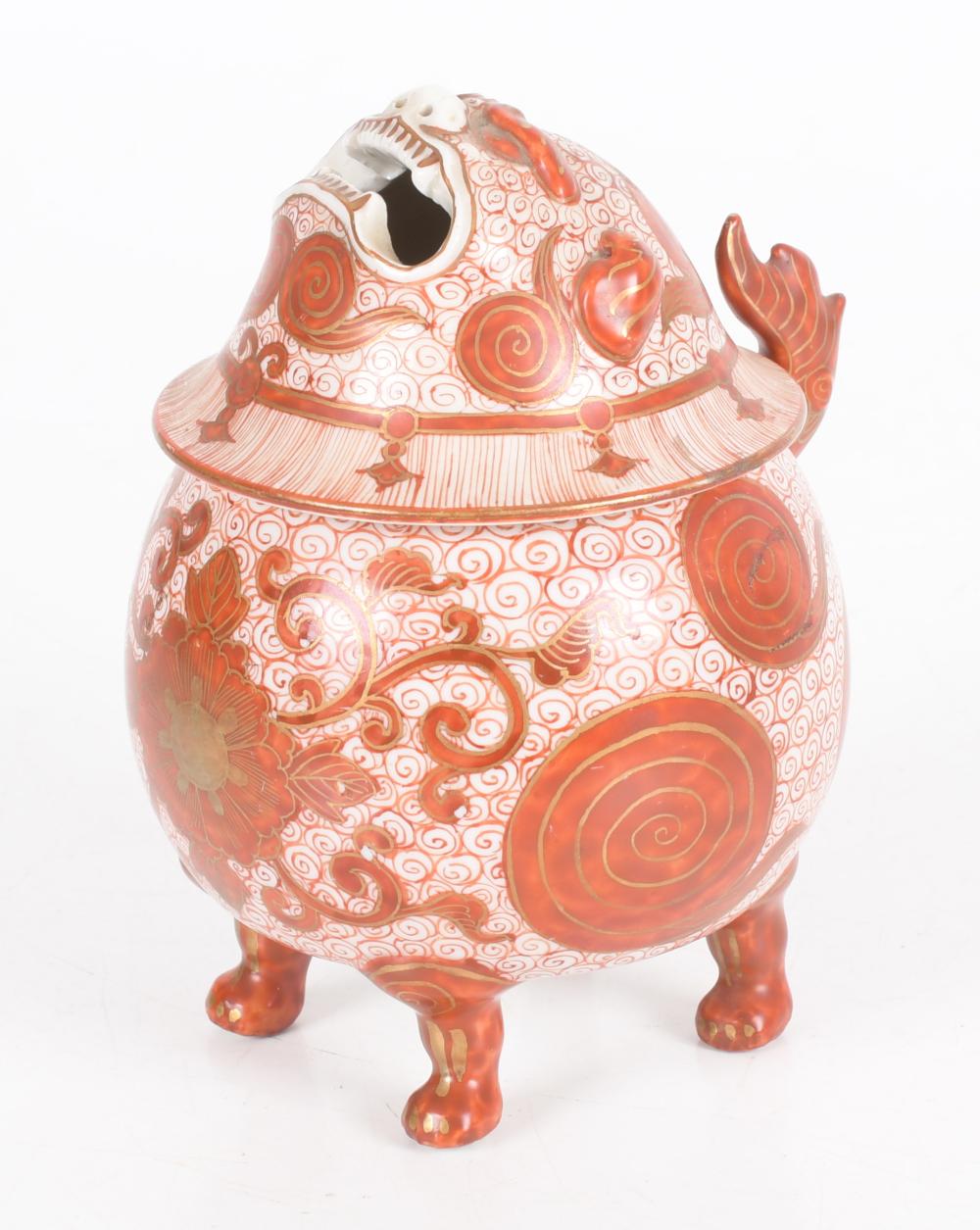 A Kutani Shishi Form Censer