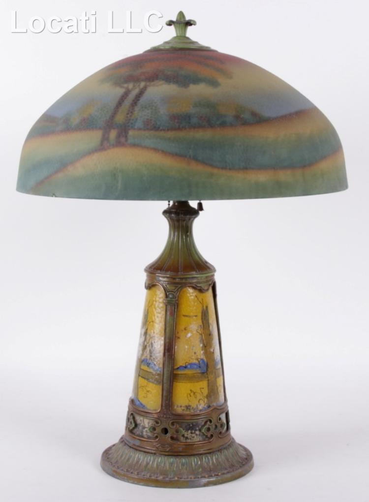 A Pittsburgh Reverse Painted Table Lamp