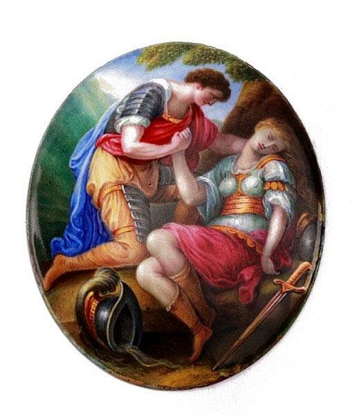 A finely painted miniature 19th century enamel