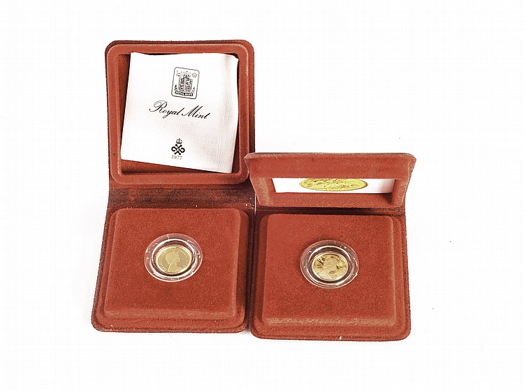 Two Royal Mint half sovereigns,