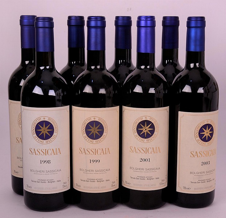 Tenuta San Guido Sassicaia 1998, 1999, 2001, 2003, 2004, 2005, 2006, 2007 (8 bt)
