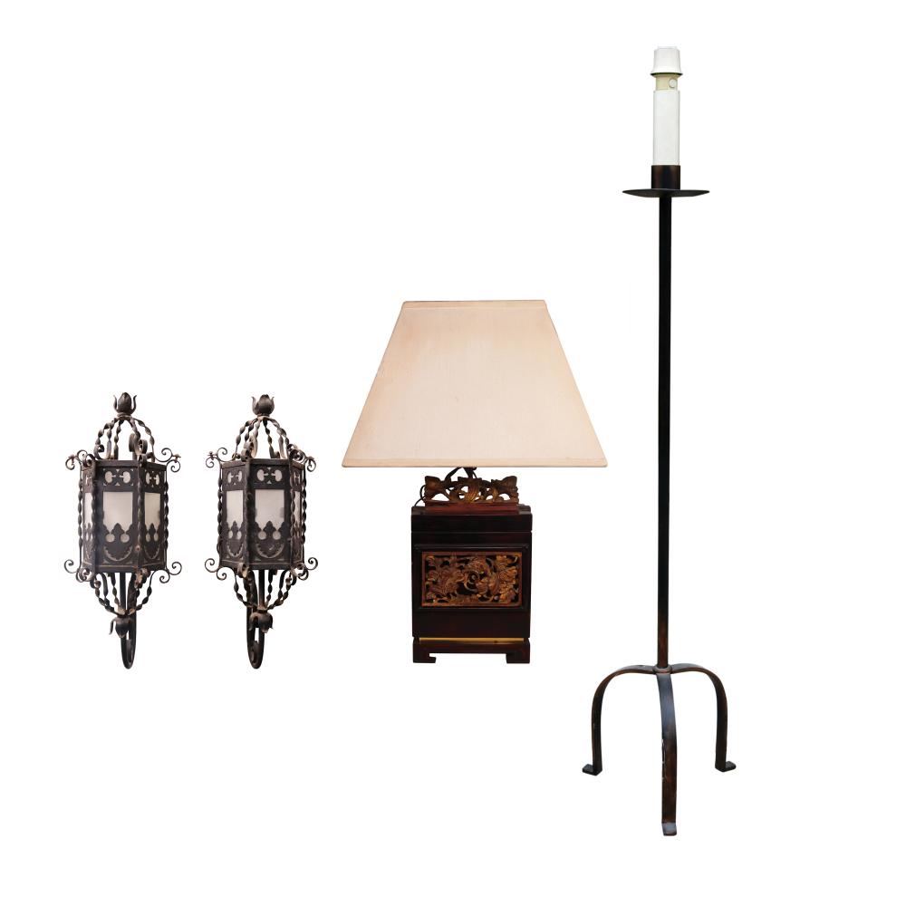 Two Hanging Lamps, a Table lamp, and a Lamp Body