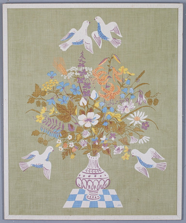 TEXTIL, handtryck "Duvor" Lisbet Jobs, Job…