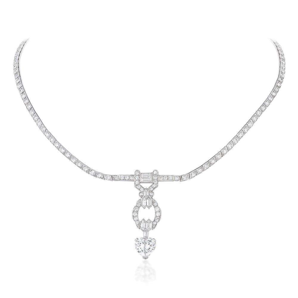 Heart-Shaped Diamond Drop Necklace