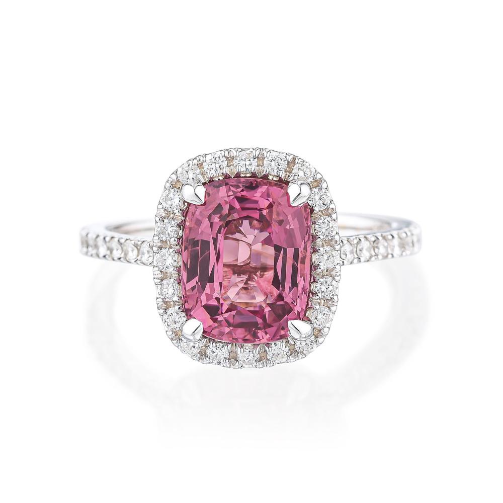 3.04-Carat Fine Pink Spinel and Diamond Ring, GIA Certified