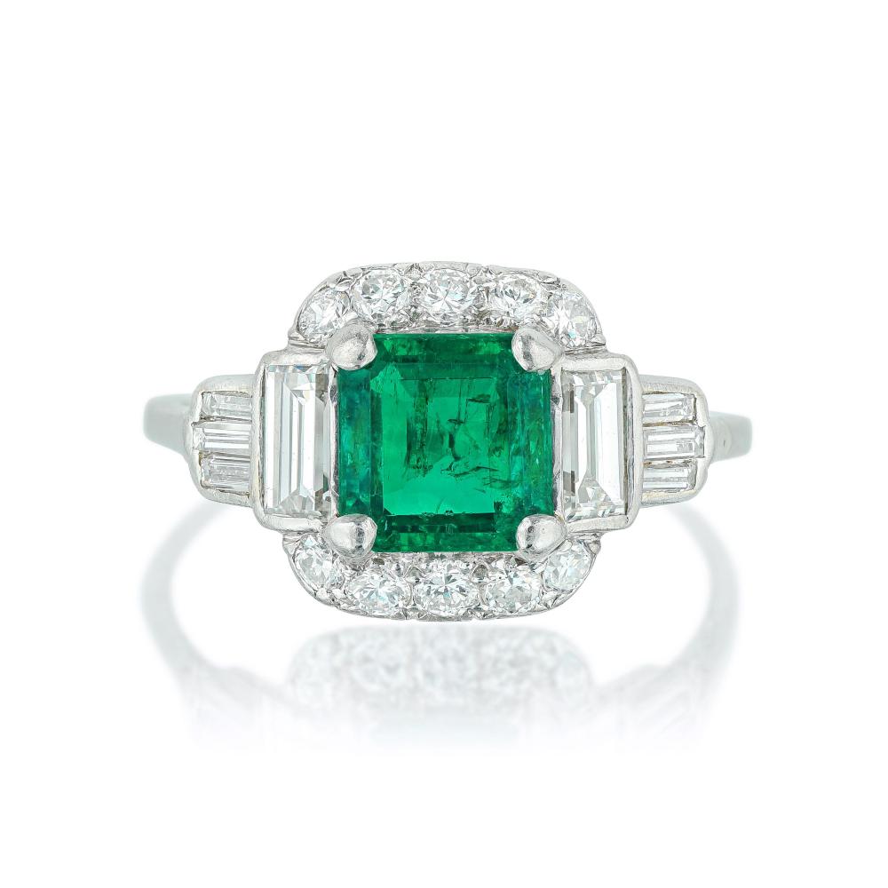 Cartier Art Deco Emerald and Diamond Ring