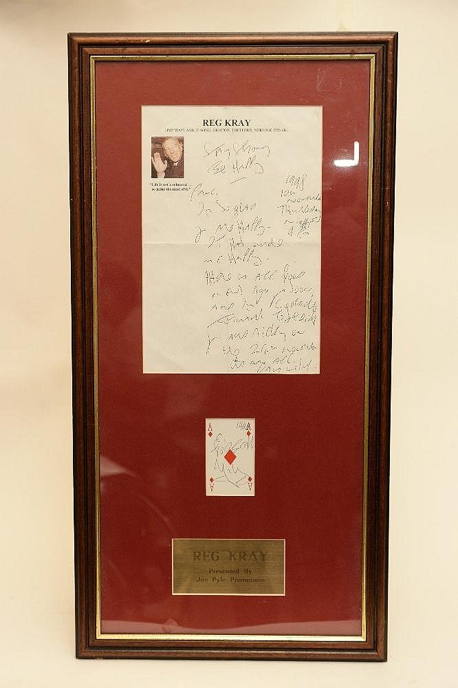 Framed Reggie Kray presented by Joe Pyle