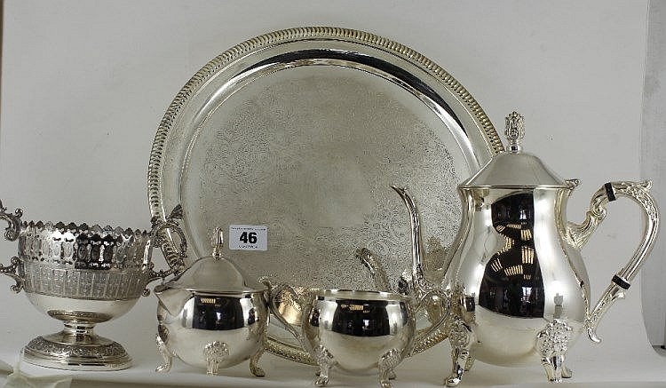 Silver plated coffee set and small silve
