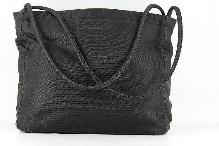 Medium black satin Prada shoulder bag