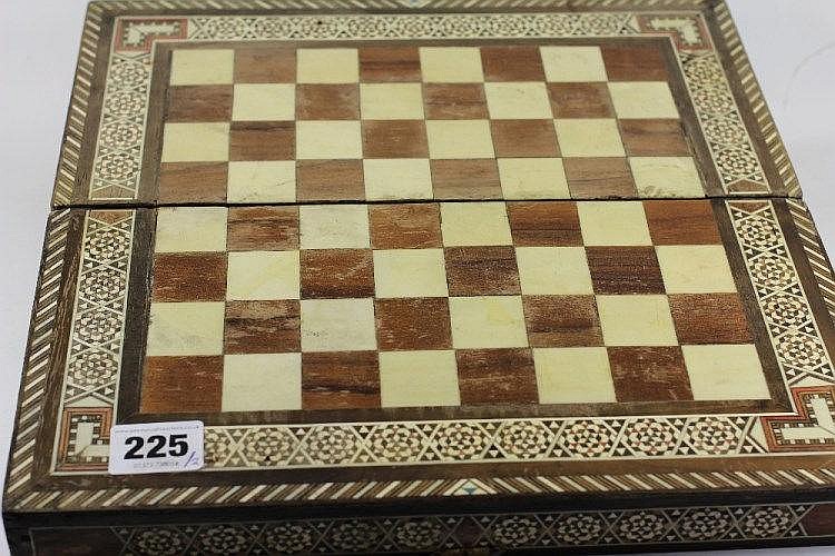 A cased Majong set and an inlaid back ga