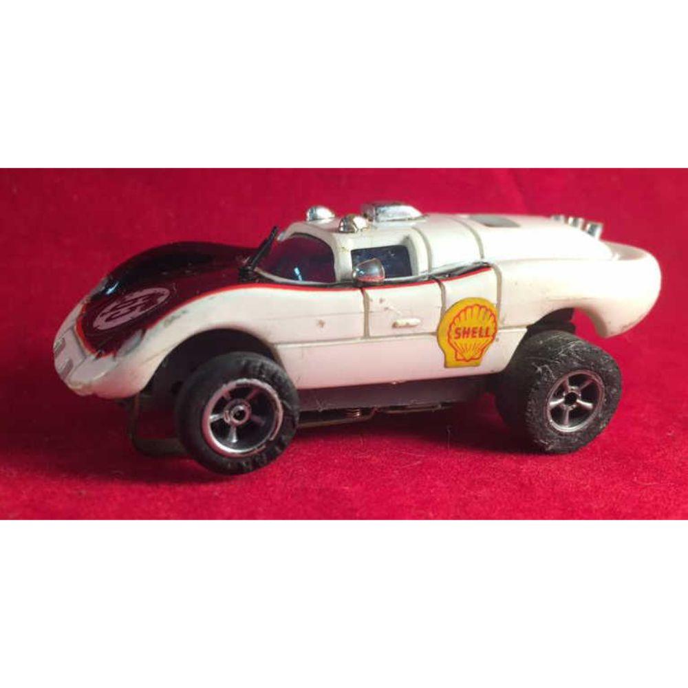 +Slot Car - Atlas? White & Black HO Slot Car #65
