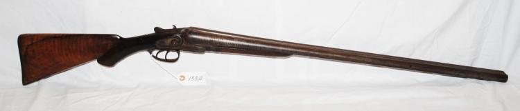 JJ WESTON SIDE BY SIDE 12 GA SHOTGUN - MISSING ONE HAMMER - CRACK IN STOCK