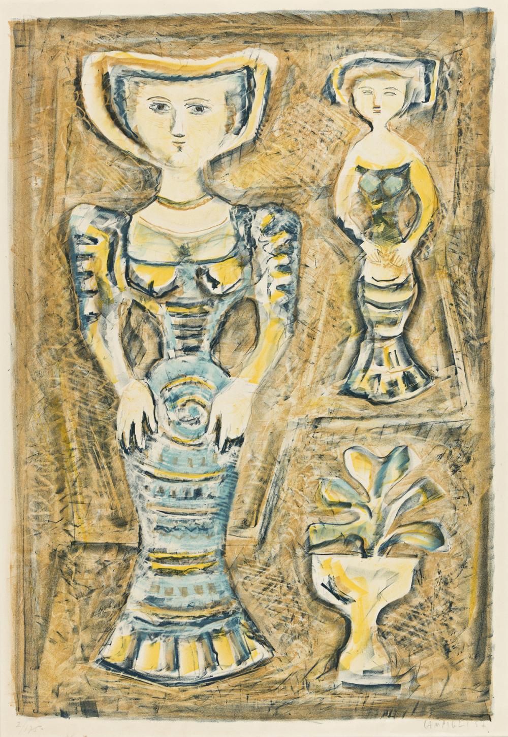 MASSIMO CAMPIGLI Two color lithographs.