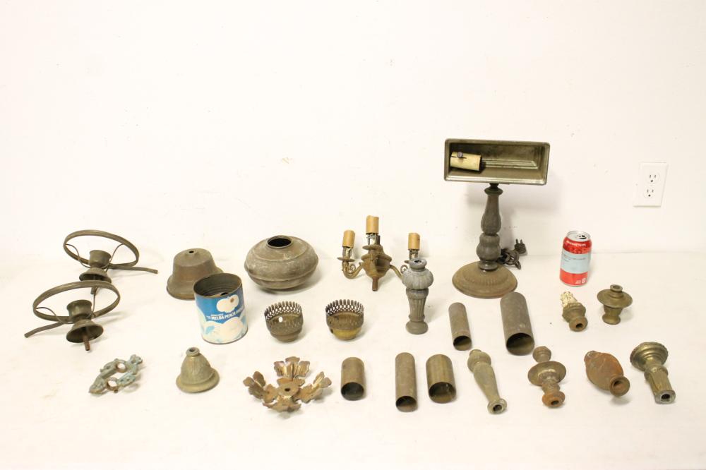 Lot of antique lamp parts