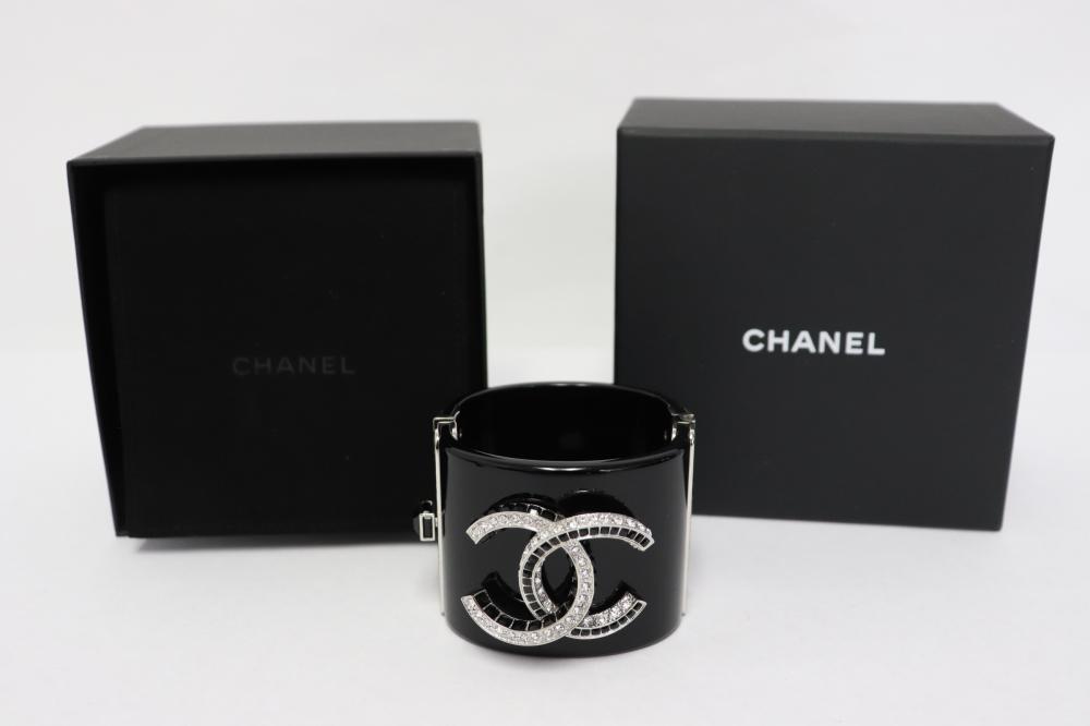 authentic Chanel black resin cuff