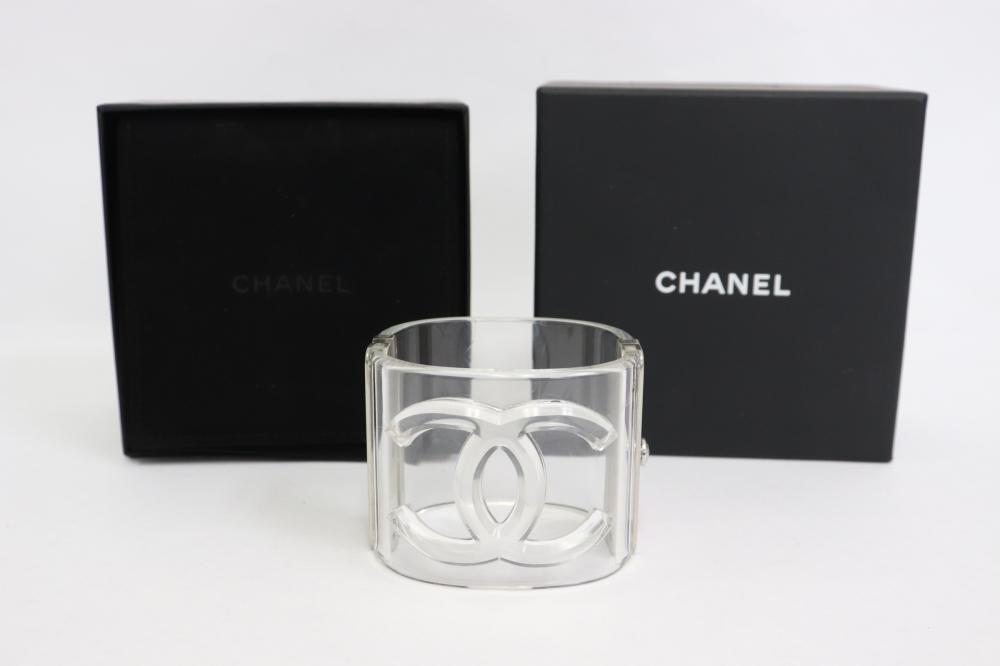 Authentic Chanel clear resin cuff