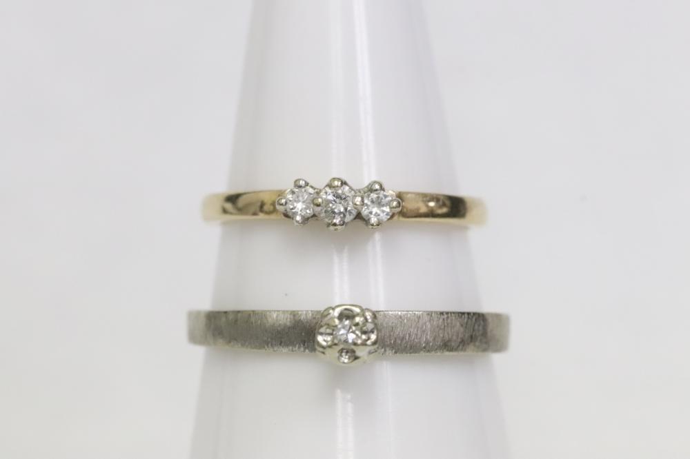Two 14K gold diamond rings