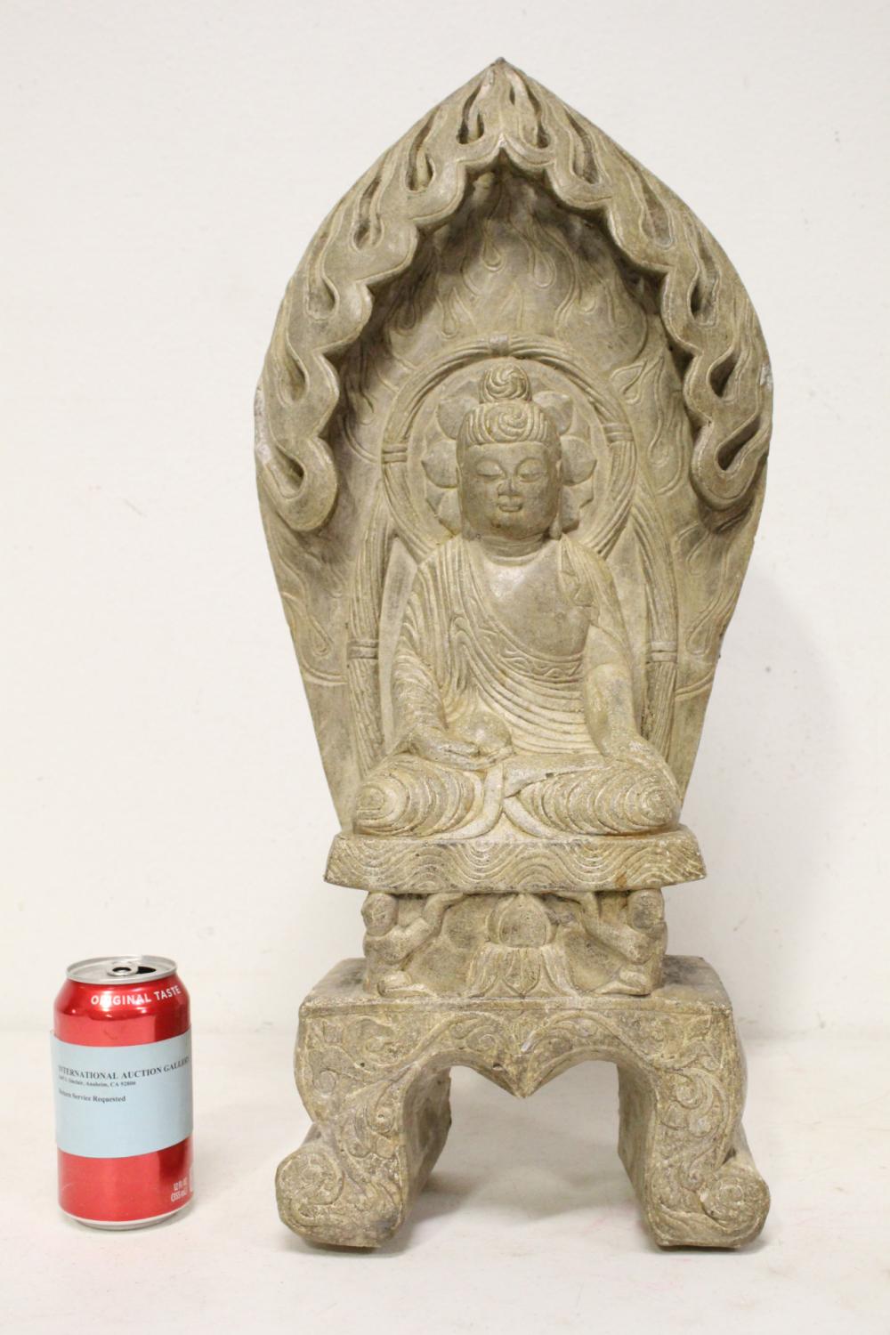 Chinese stone carved seated Buddha