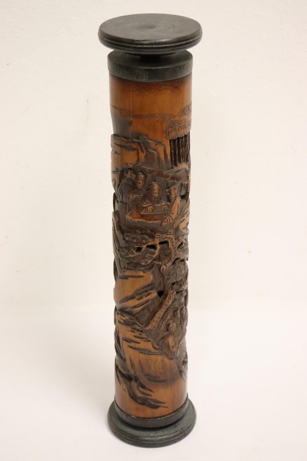 Chinese bamboo carved incense holder