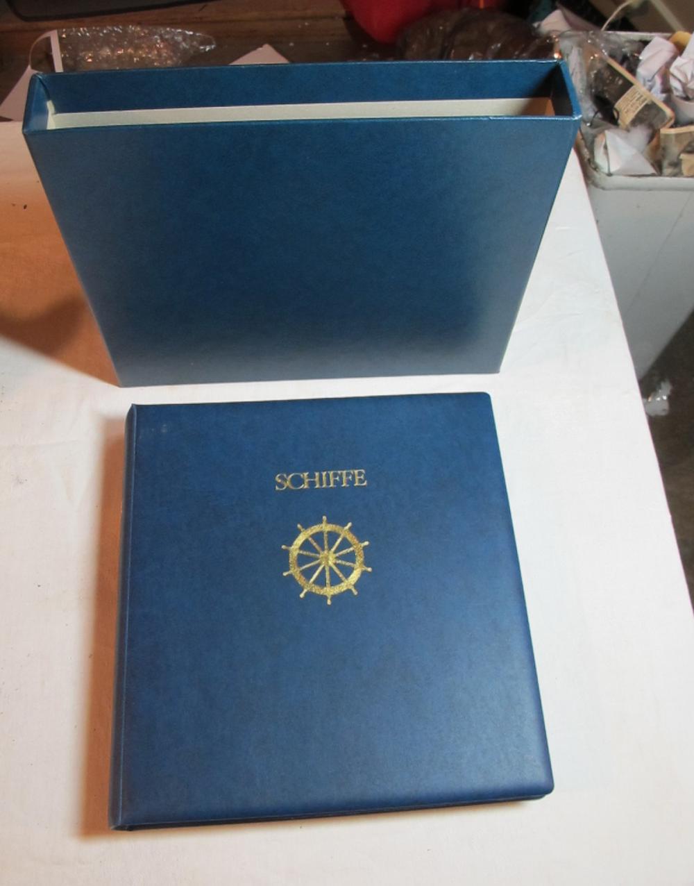 WORLDWIDE STAMP ALBUM SHIPS THROUGH HISTORY SCHIFFE GERMAN W/SLIPCASE