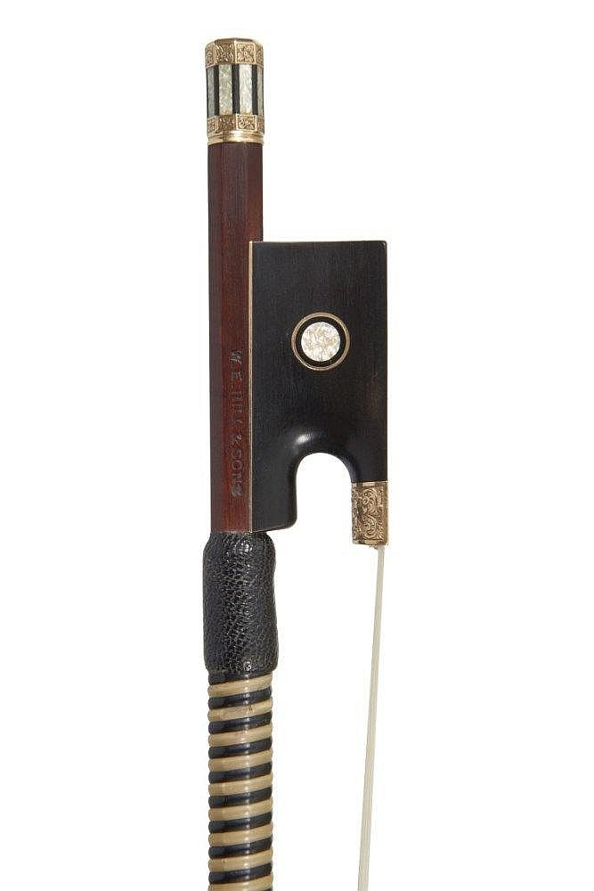 A CHASED GOLD-MOUNTED VIOLIN BOW W.E. HILL & SONS (fl London, 1887-1992)