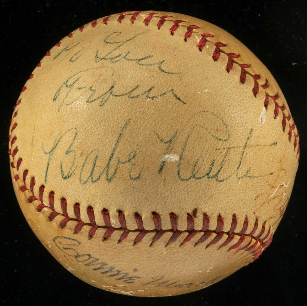 Babe Ruth and other Hall of Famers autographed baseball...
