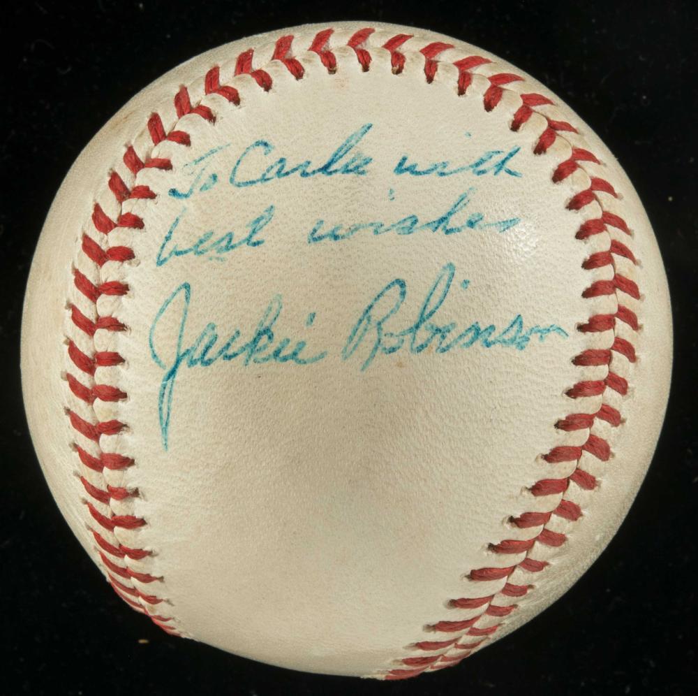 Fine Jackie Robinson single signed baseball (Beckett)