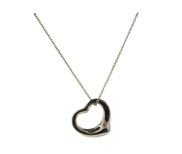 Tiffany & Co Elsa Peretti Sterling Open Heart Pendant Necklace