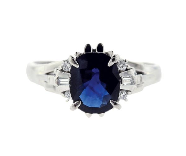 Platinum Diamond Sapphire Ring