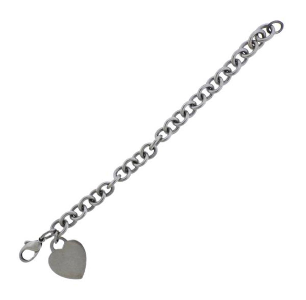 Tiffany & Co Sterling Silver Heart Charm Bracelet