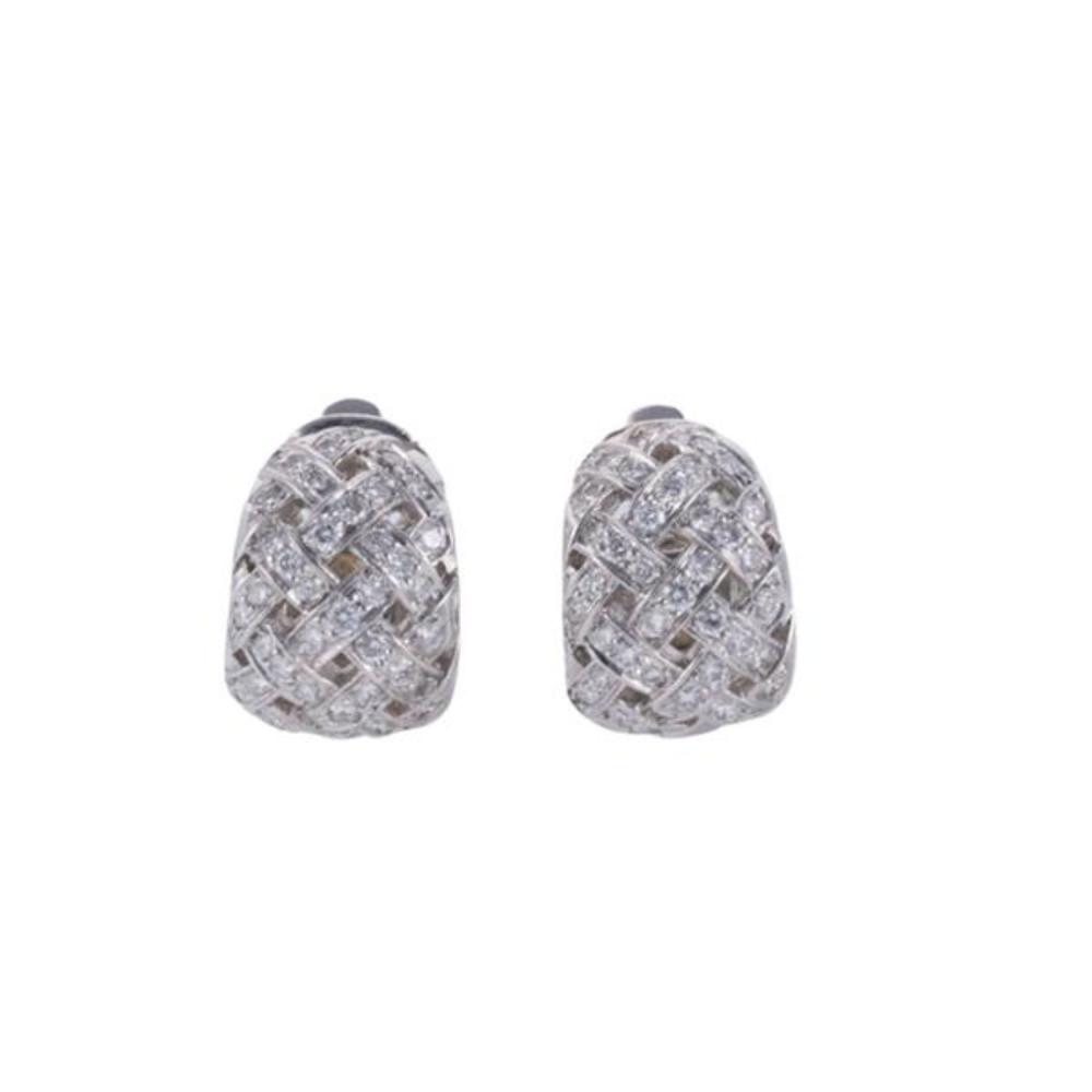 Tiffany & Co Vannerie Platinum Diamond Hoop Earrings