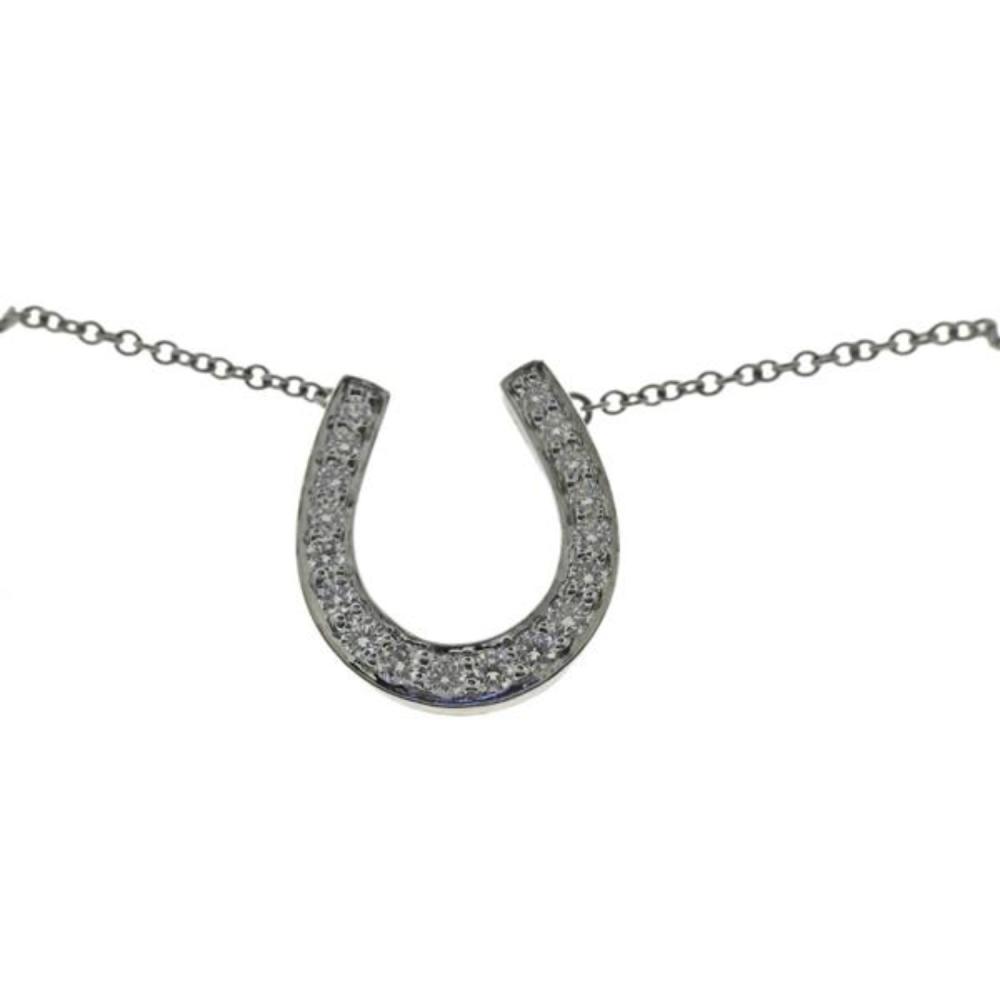 Tiffany & Co Metro Platinum Diamond Horseshoe Pendant Necklace