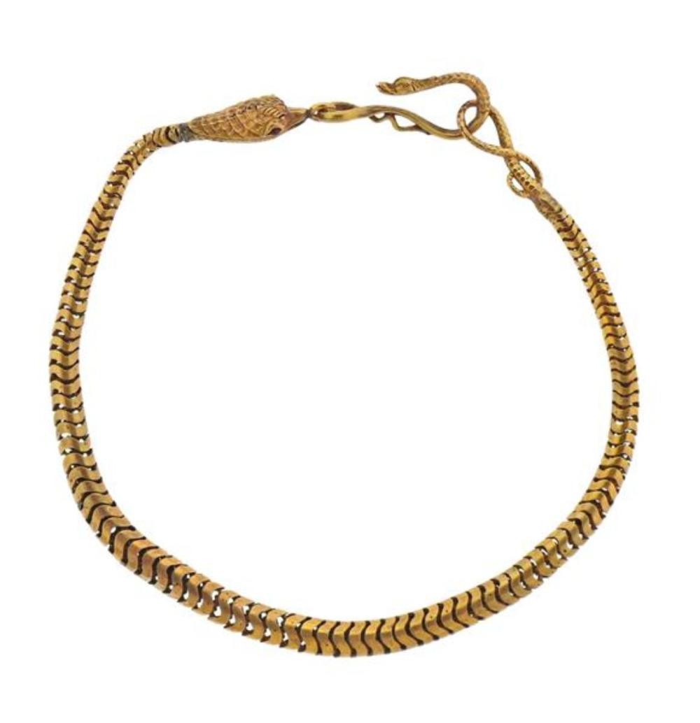 Antique Victorian 18k Gold Snake Chain Necklace