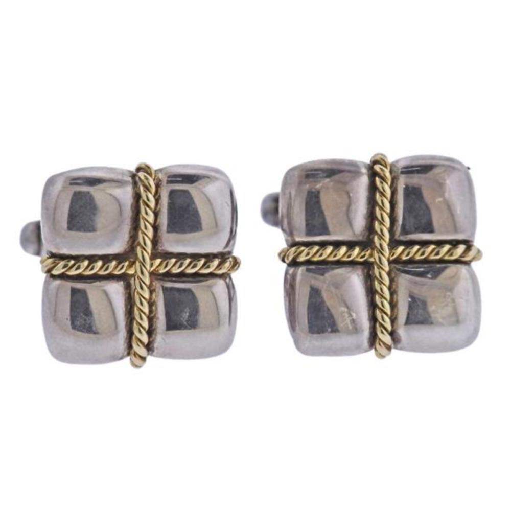 Tiffany & Co Silver 18k Gold Cufflinks