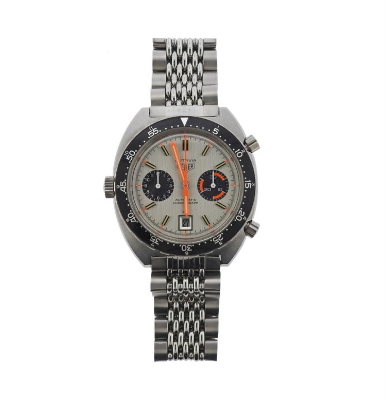 Heuer Autavia Stainless Steel Chronograph Watch