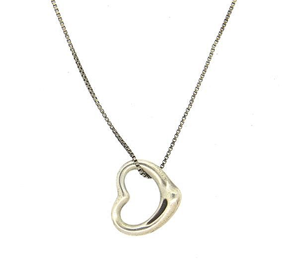 Tiffany & Co Peretti Open Heart Sterling Pendant Necklace