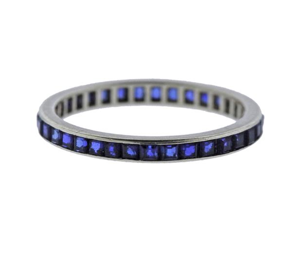 14K Gold Sapphire Eternity Band Ring