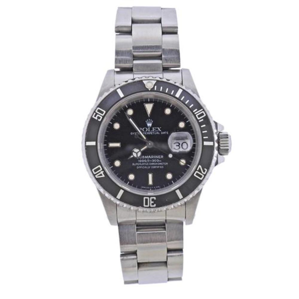 Rolex Submariner Black Dial Bezel Steel Watch 16610