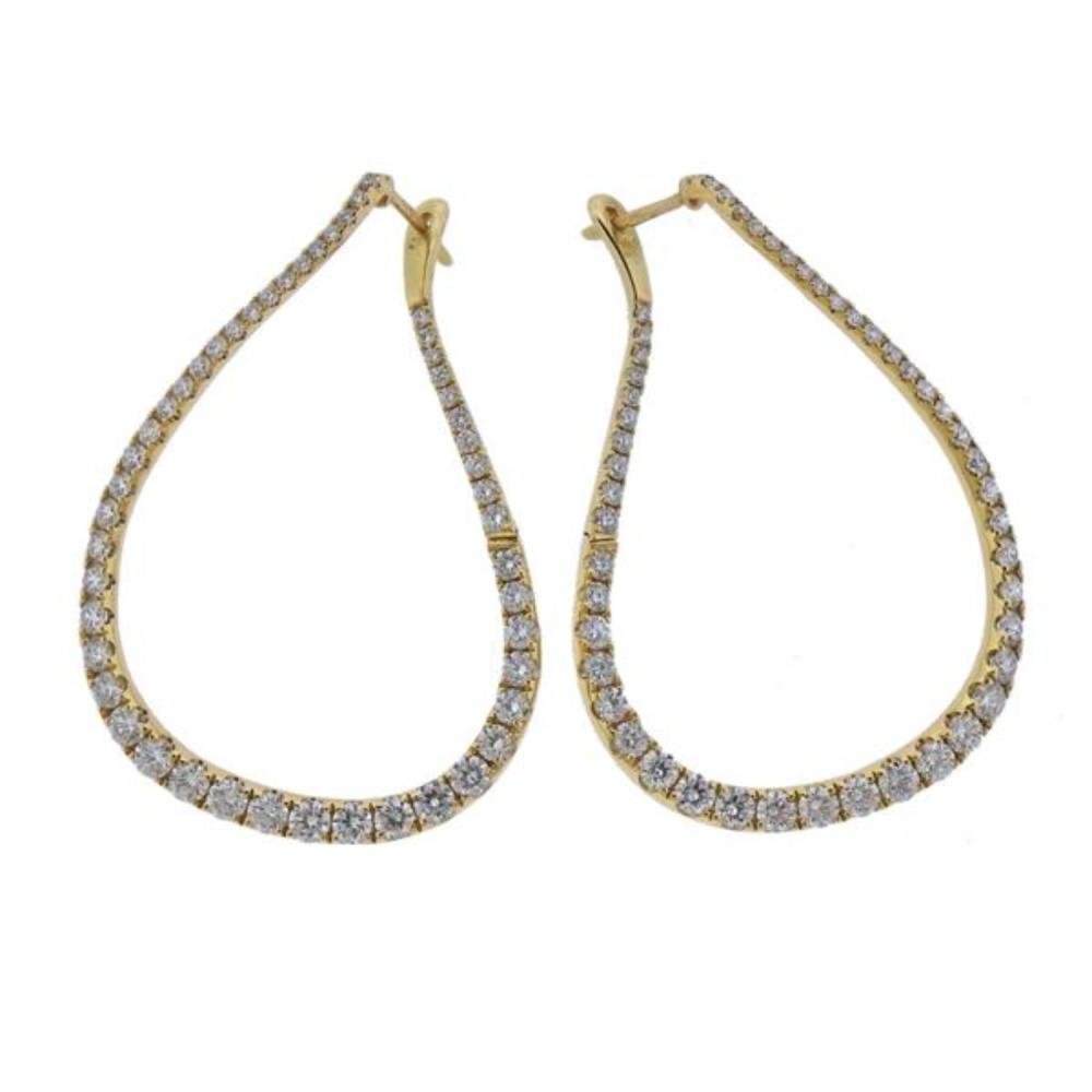 14k Gold 5.00ctw Diamond Hoop Earrings