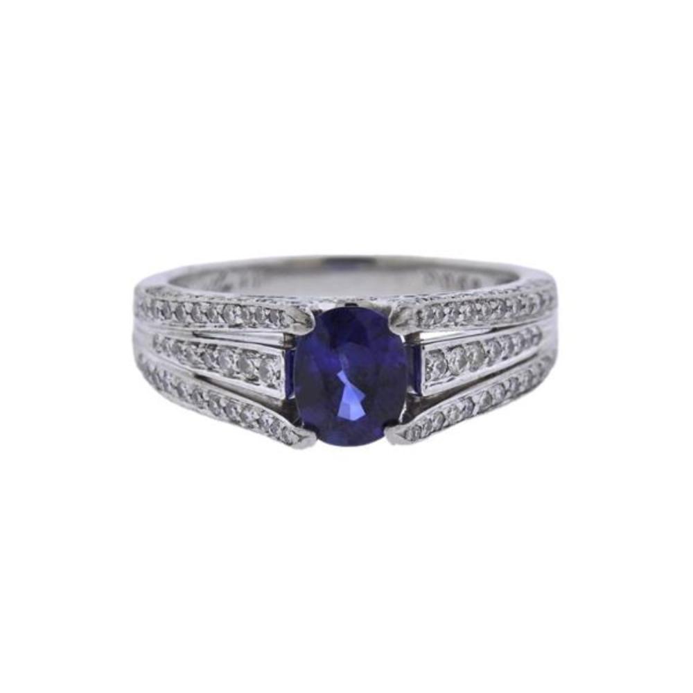 Platinum Diamond Sapphire Ring