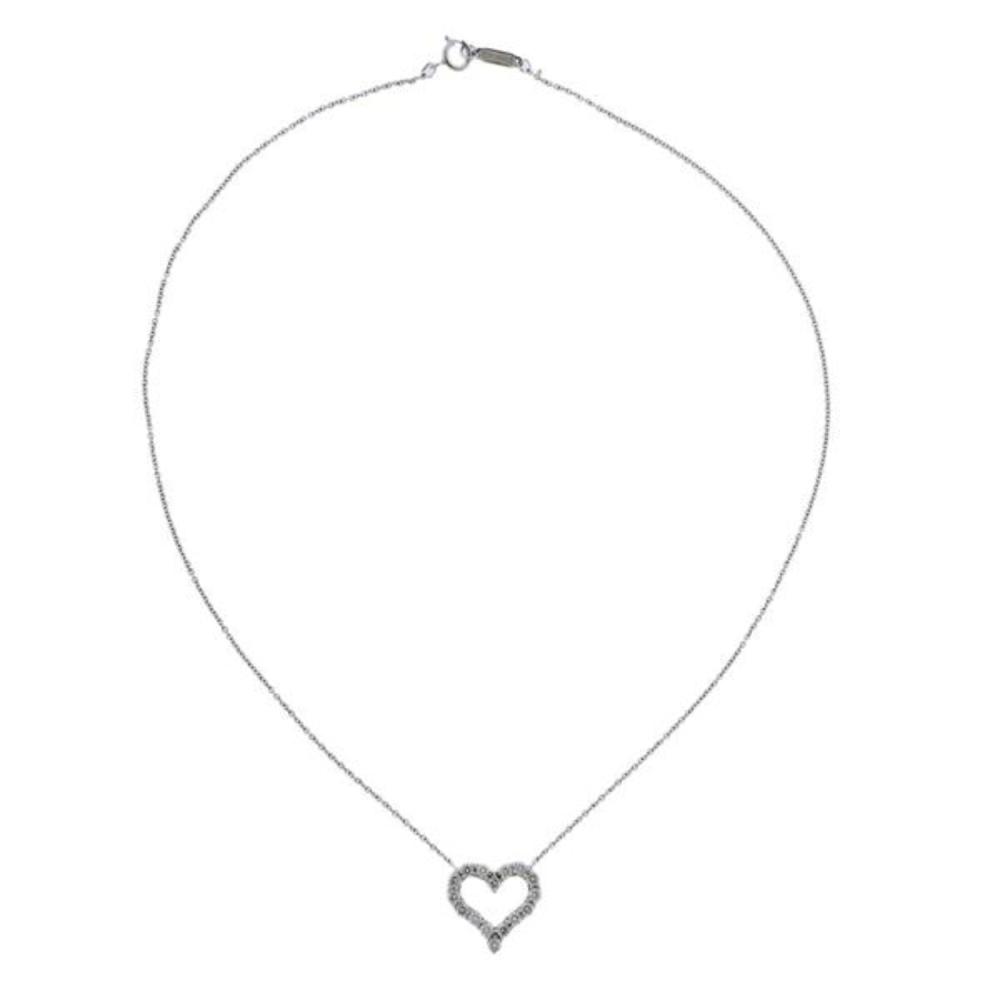 Tiffany & Co Platinum Diamond Heart Pendant Necklace