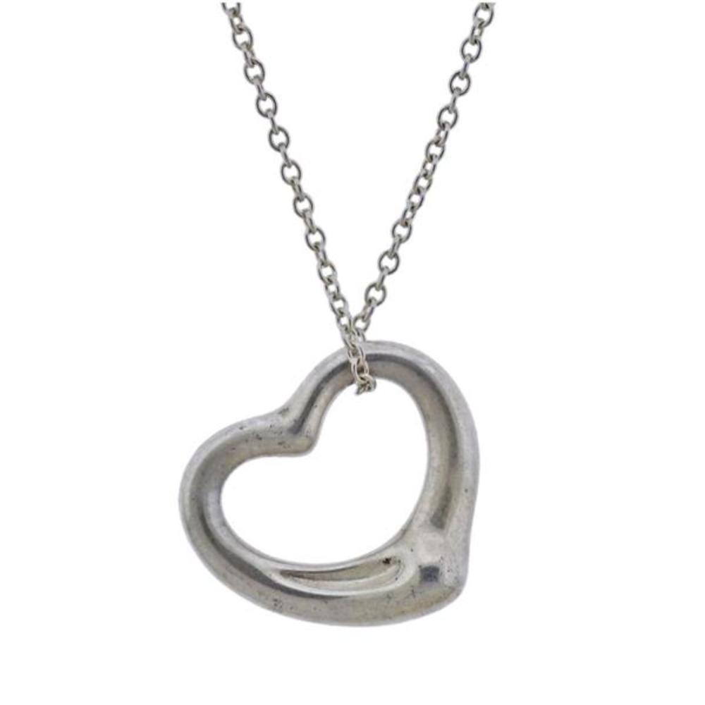 Tiffany & Co Peretti Open Heart Silver Pendant Necklace