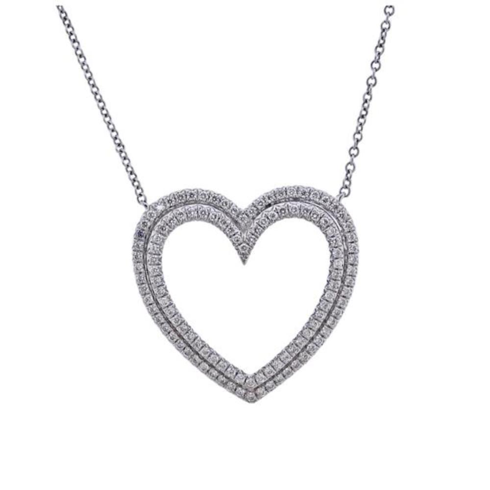 Tiffany & Co Metro Platinum Diamond Heart Pendant Necklace