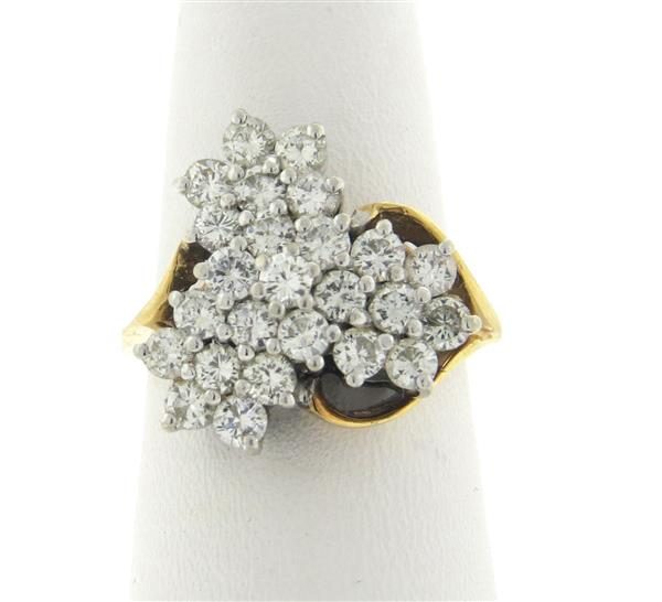14k Gold 1.60ctw Diamond Cluster Ring