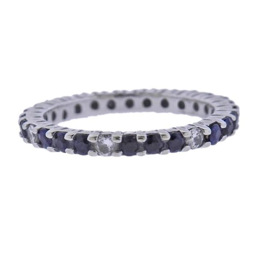 14K Gold Diamond Sapphire Eternity Band Ring